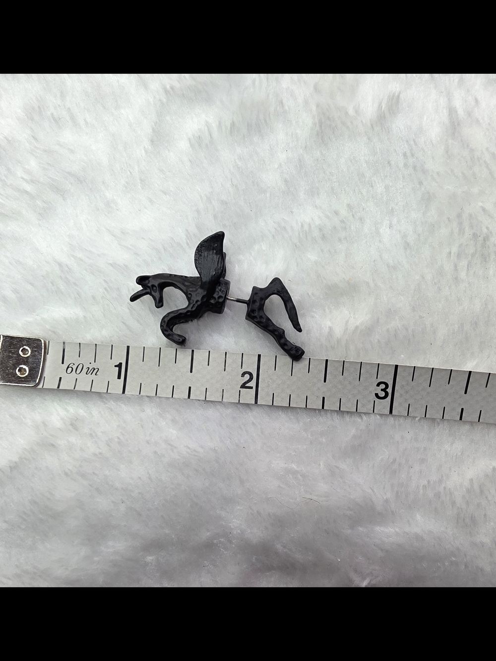 Black Unicorn Pegasus Horse Earrings - Picture 4 of 4